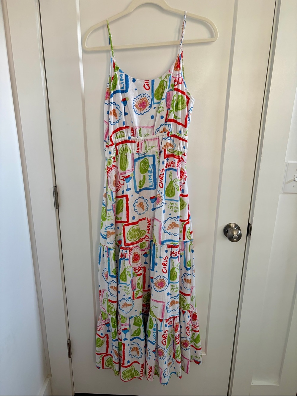Cynthia Rowley Linen Blend Cocktail Print Tiered Midi Dress Size Small - Picture 2 of 4